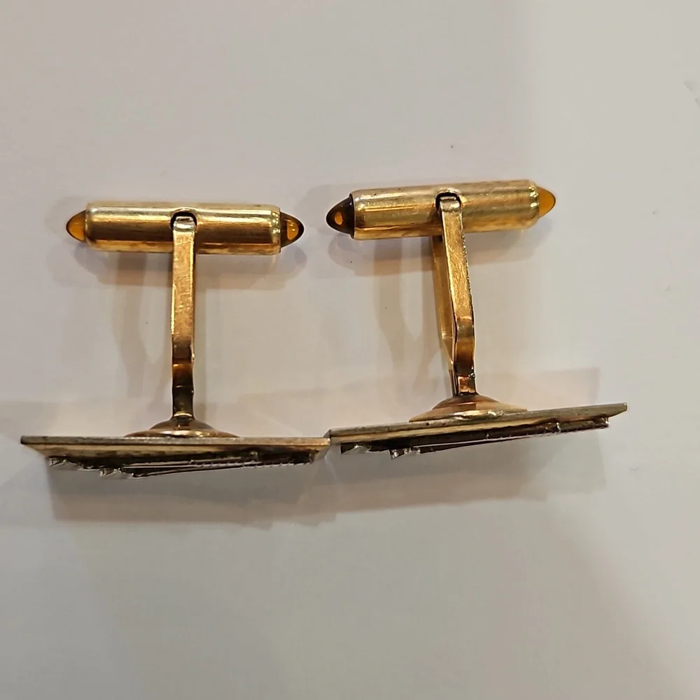 KREMENTZ VINTAGE GOLF‎ CUFFLINKS GOLD MID CENTURY